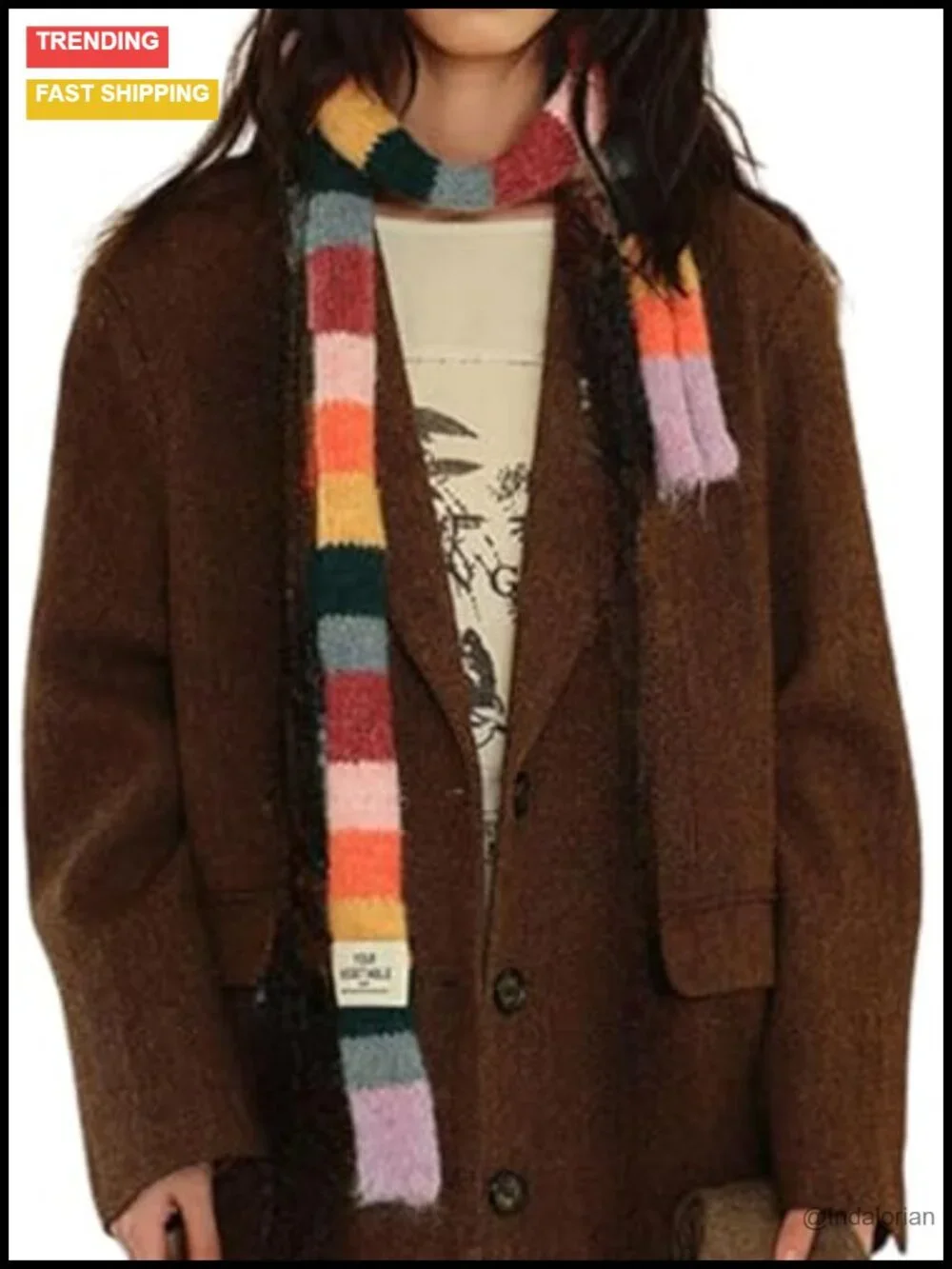 Skinny Knit Scarf for Women Long Y2K Fashion Neck Scarf